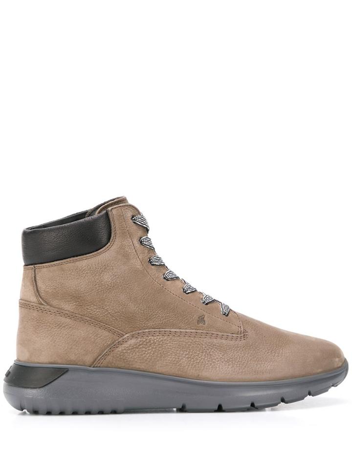 Hogan Lace Up Ankle Boots - Neutrals