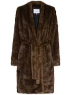 Frame Faux Mink Robe - Brown