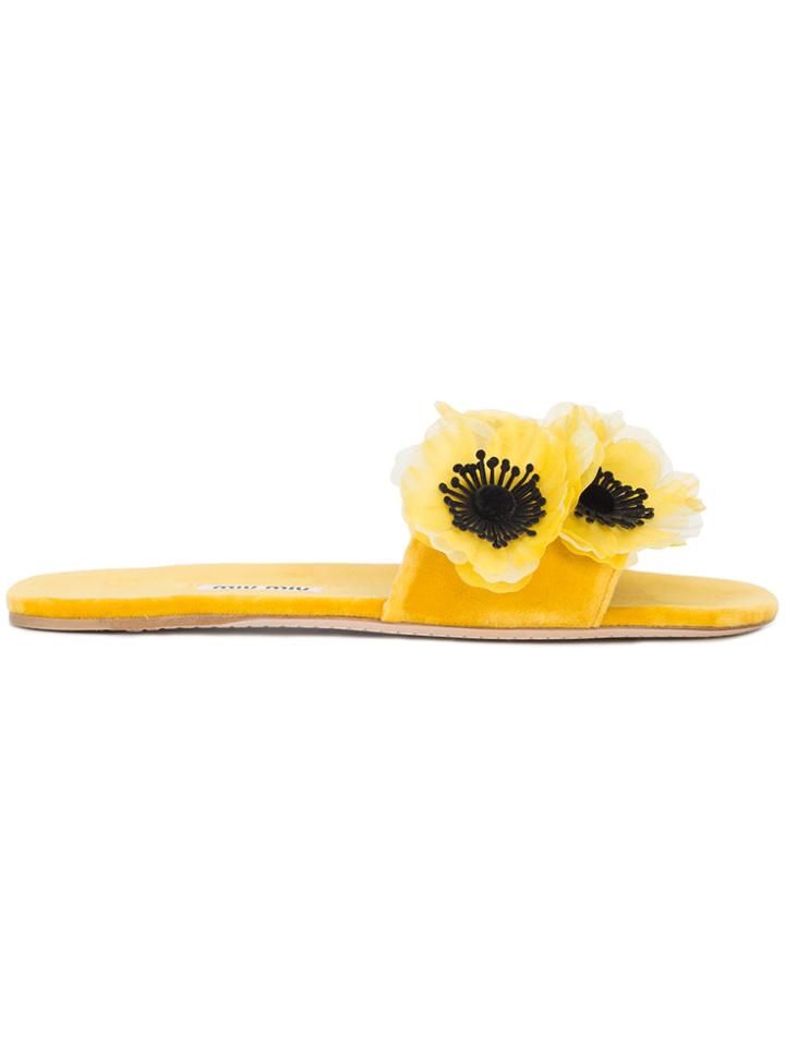 Miu Miu 3d Flower Slides - Yellow & Orange