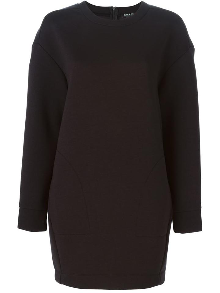 Dkny Oversized Sweatshirt Dress, Women's, Size: Xs/s, Black, Polyester/viscose