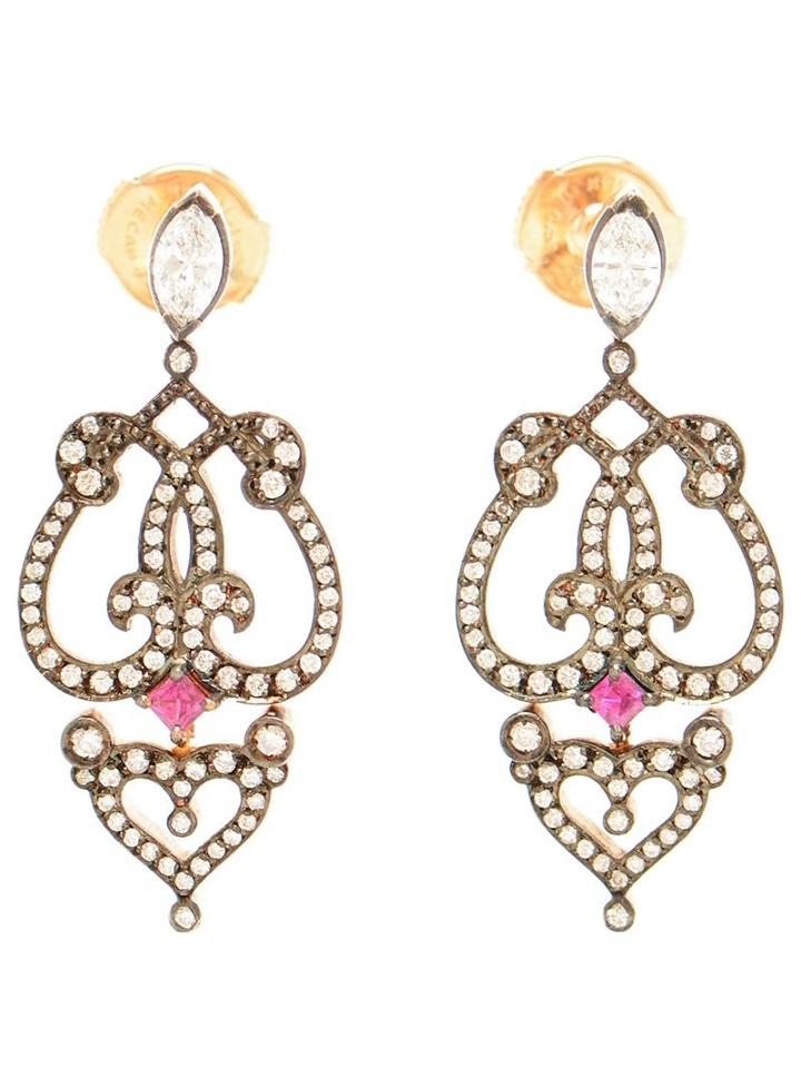 Sabine G 18k Rose Gold, Ruby And Diamond Earrings
