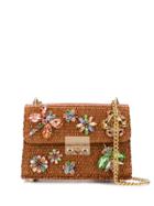 Emanuela Caruso Crystal-embellished Wicker Tote - Brown