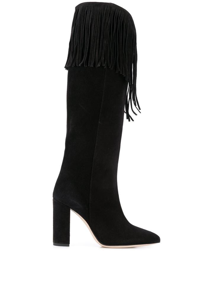 Paris Texas Fringed Boots - Black