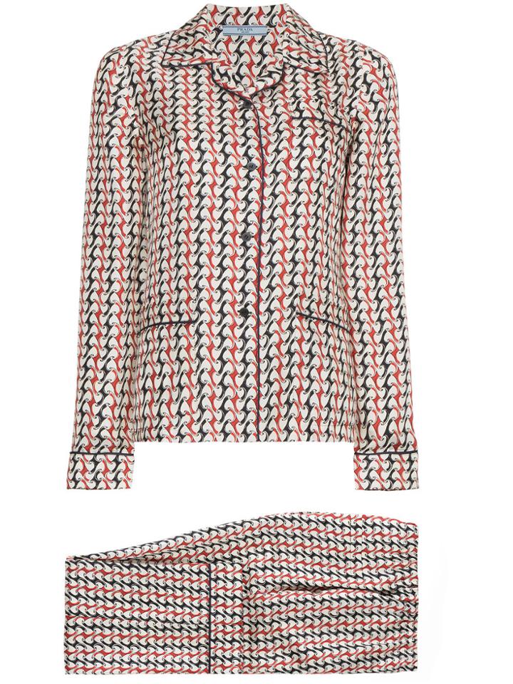 Prada Silk Pyjamas With Wave Pattern - Nude & Neutrals