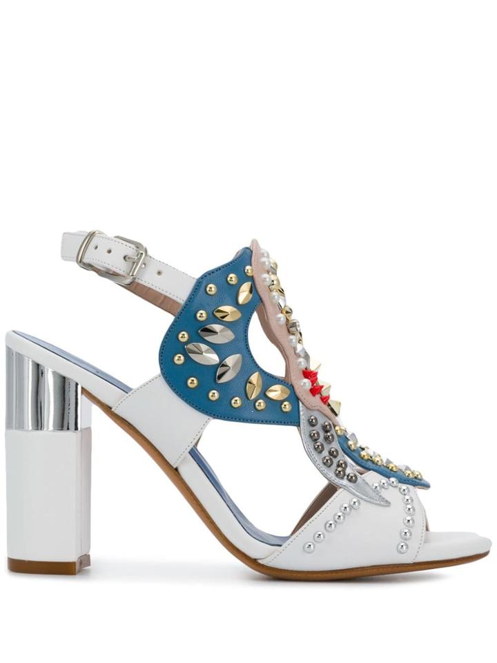 Albano Embellished Open-toe Pumps - White