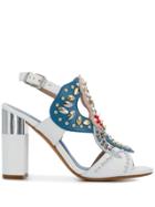 Albano Embellished Open-toe Pumps - White