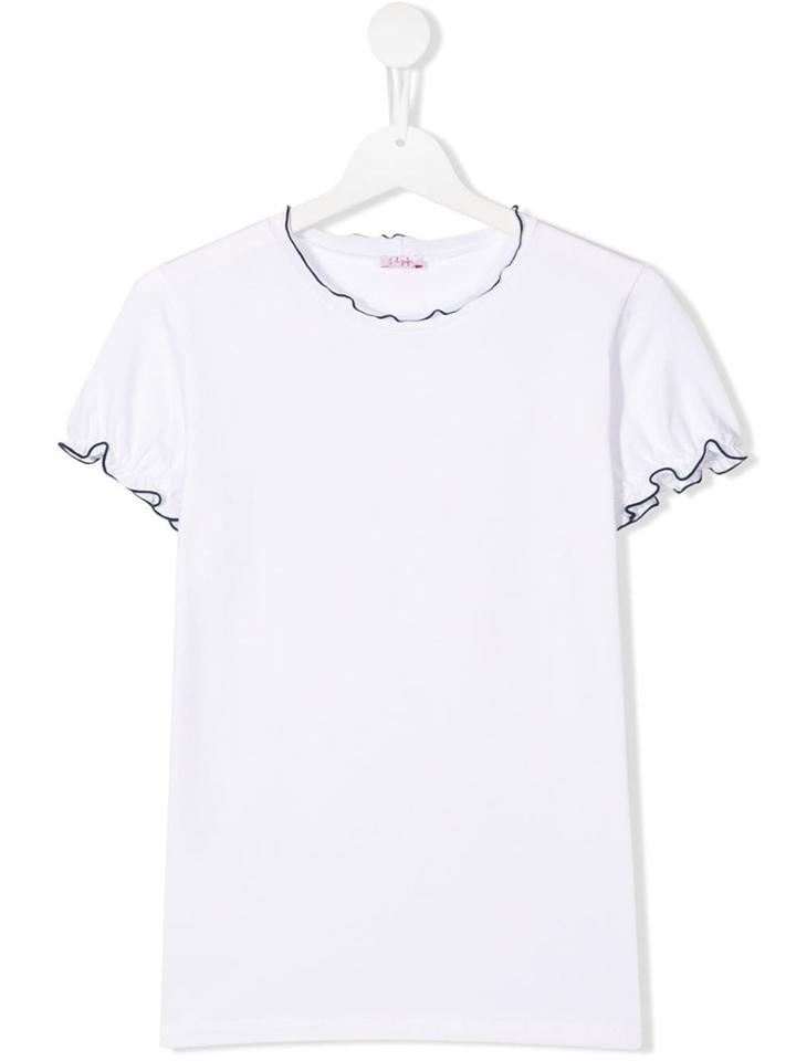 Il Gufo Contrast Piped Trim Top - White