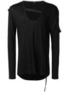 Unconditional U-neck Bondage Ribbon T-shirt - Black