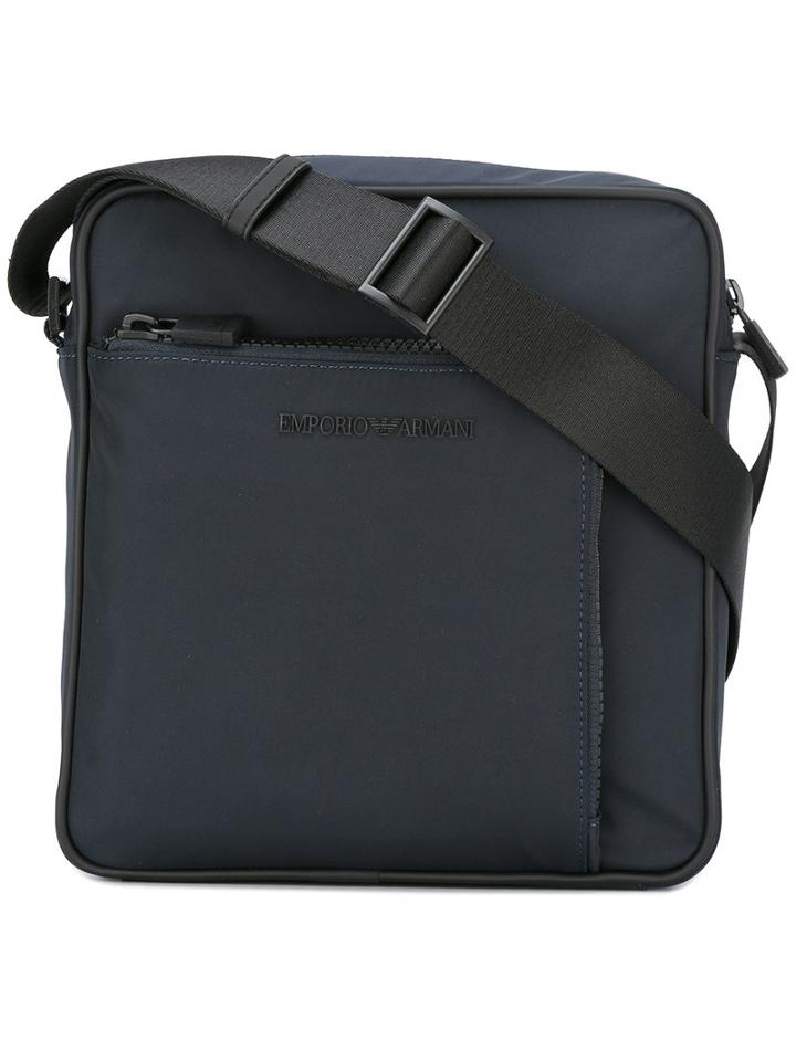 Emporio Armani Logo Plaque Shoulder Bag, Men's, Blue, Nylon