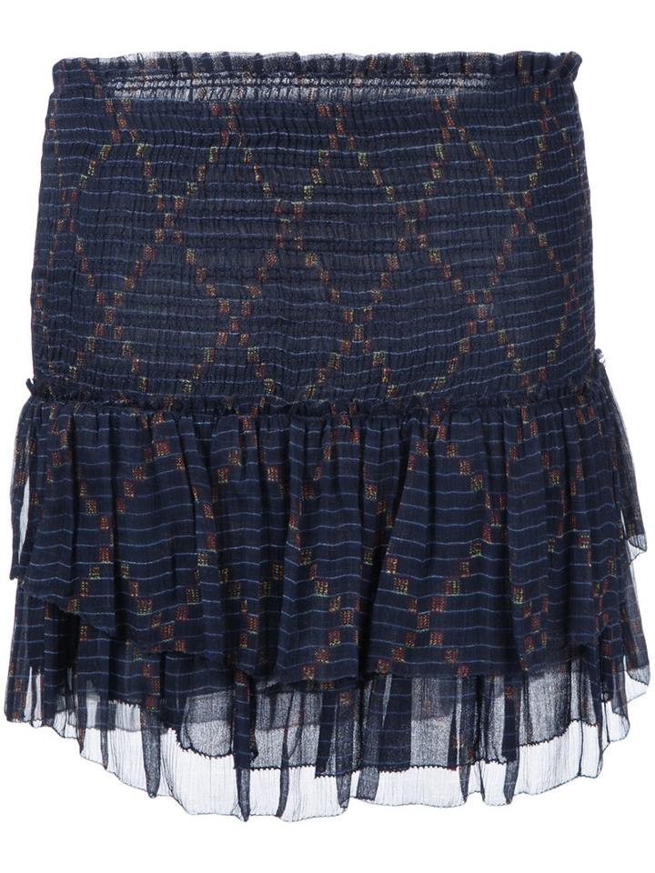 Isabel Marant Étoile - Smocked Ra Ra Skirt - Women - Silk/viscose - 36, Blue, Silk/viscose