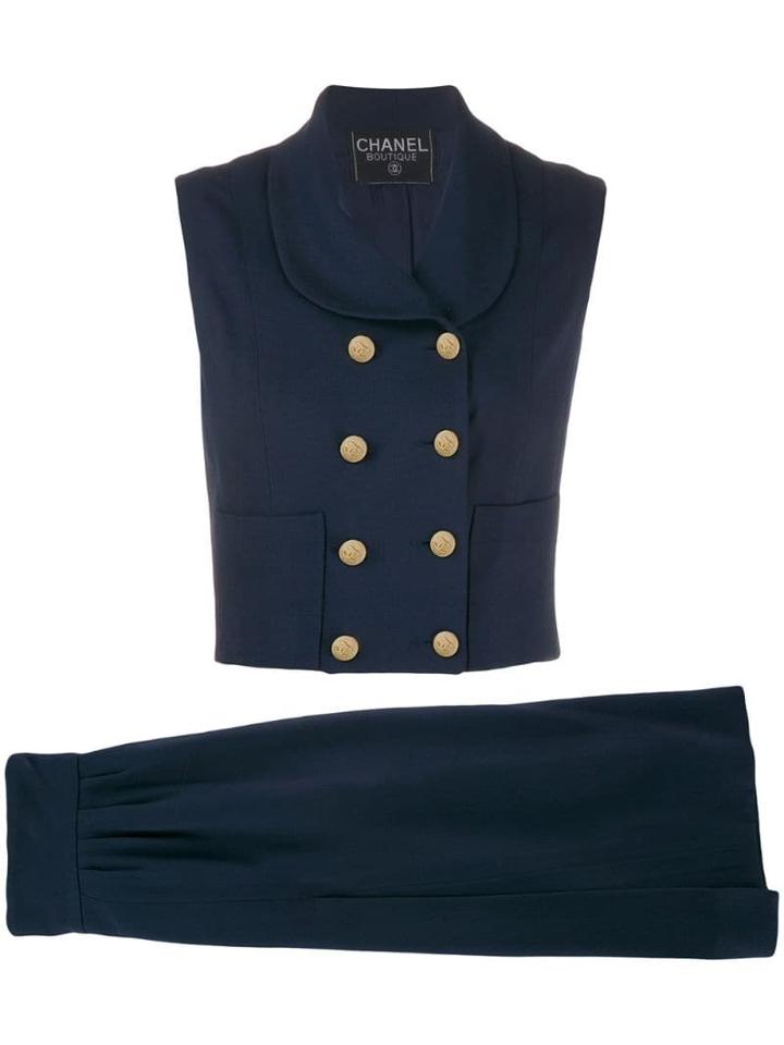 Chanel Pre-owned Gilet And Skirt Suit - Blue