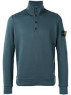 Stone Island - Button Collar Sweatshirt - Men - Cotton - L, Green, Cotton