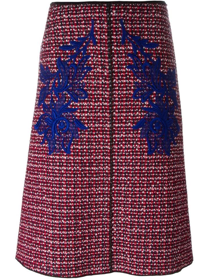 Marc Jacobs Tweed Skirt With Guipure Insets, Women's, Size: 10, Red, Silk/wool