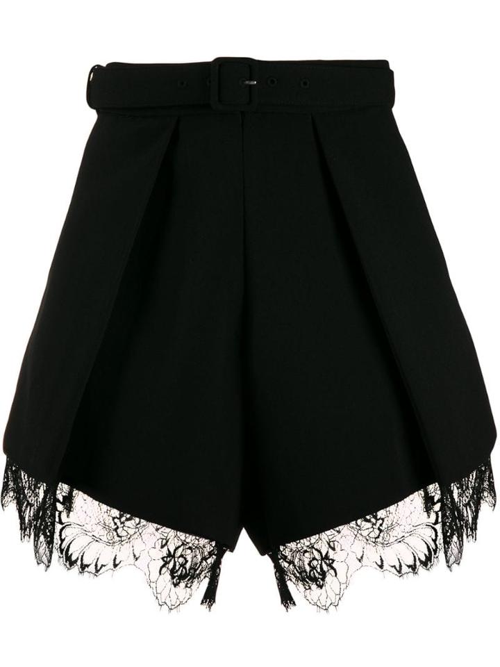 Self-portrait Lace Panel Shorts - Black