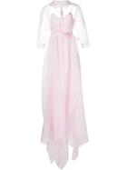 Carolina Herrera Semi Sheer Tulle Shirt Dress, Women's, Size: 10, Pink/purple, Silk