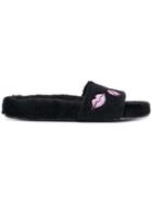 Valentino Valentino Garavani Glitter Lips Slides - Black