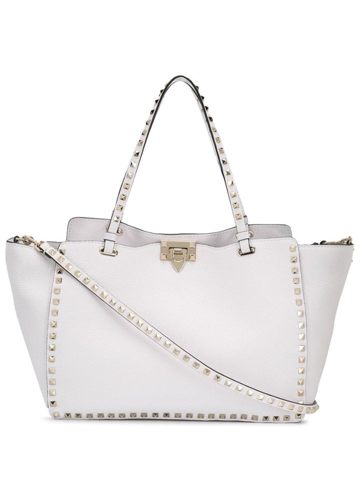 Valentino Valentino Garavani Rockstud Trapeze Tote - White