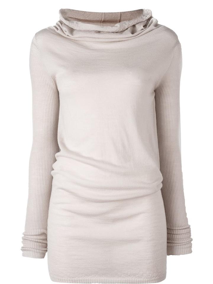 Rick Owens Cowl Neck Jumper, Women's, Size: Medium, Nude/neutrals, Virgin Wool