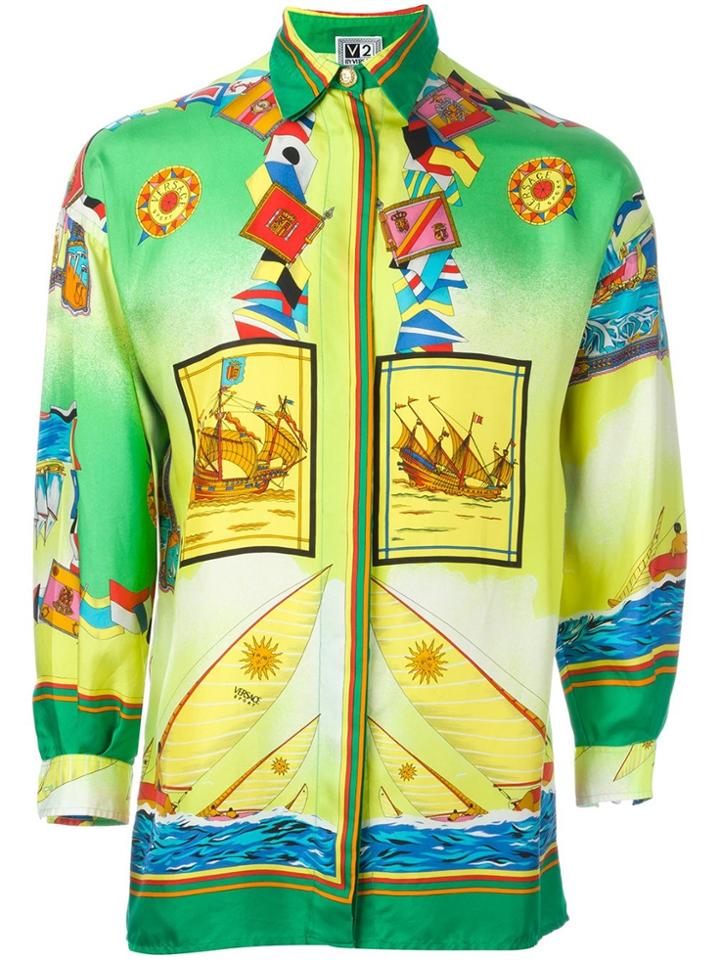 Versace Vintage Boat Print Shirt - Multicolour