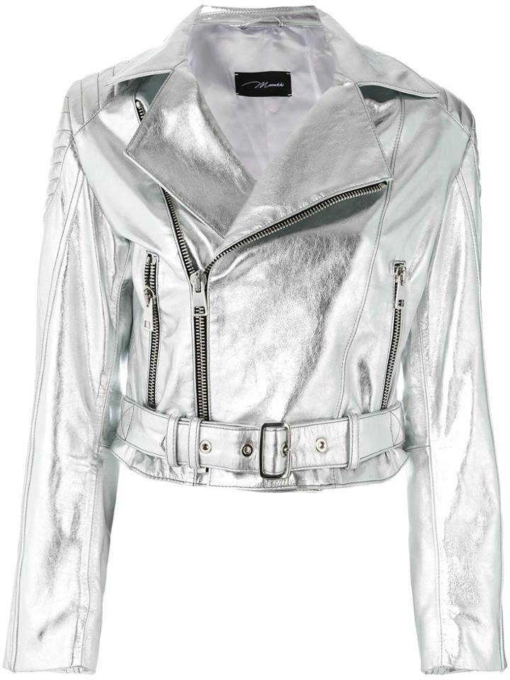 Manokhi Leather Biker Jacket - Metallic