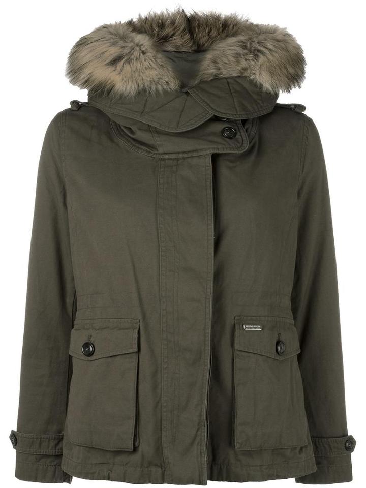 Woolrich 'scarlett' Short Eskimo Jacket, Women's, Size: Medium, Green, Polyamide/feather Down/racoon Fur