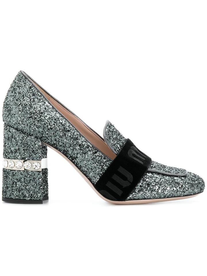 Miu Miu Glitter Pumps - Black