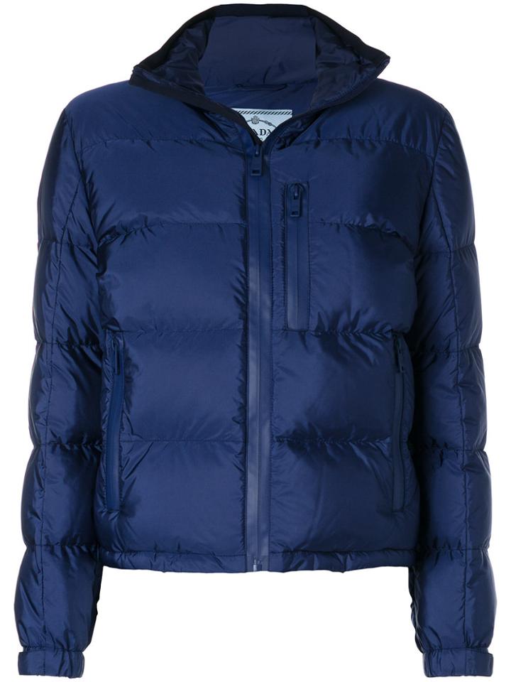 Prada Zip Up Padded Jacket - Blue