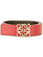 Loewe Logo Plaque Belt, Women's, Size: 75, Red, Calf Leather