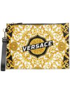 Versace Logo Print Clutch Bag - Black