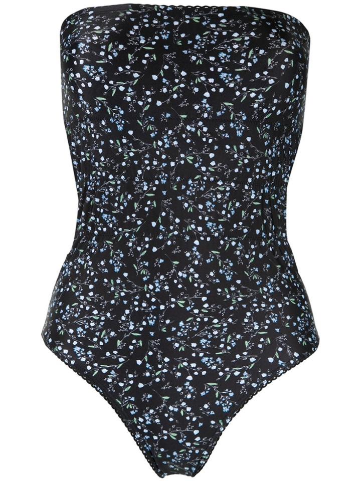 Peony Grasslands One Piece Swimsuit - Black