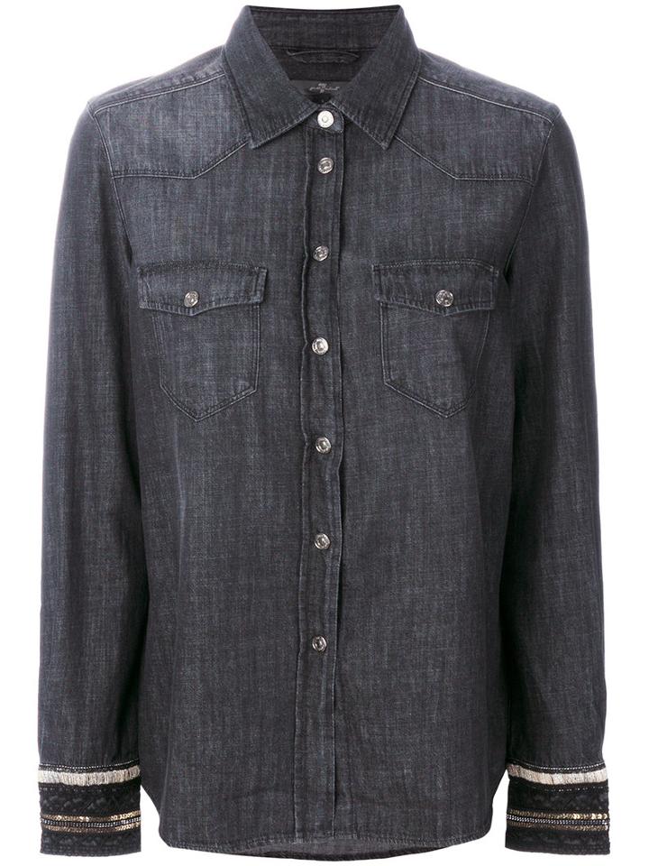 7 For All Mankind - Denim Shirt - Women - Cotton - L, Black, Cotton