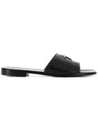 Giuseppe Zanotti Design Croc-effect Slides - Black