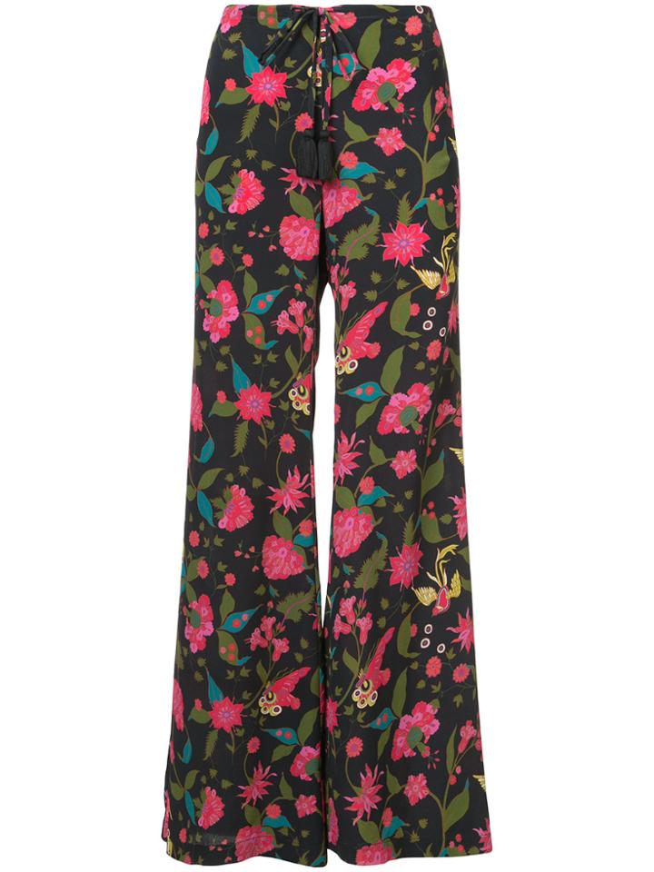 Figue Floral Print Flared Trousers - Black