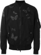 Valentino Embroidered Butterfly Bomber Jacket, Men's, Size: 52, Black, Cotton