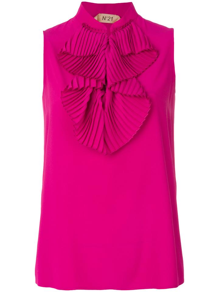 No21 Ruffle Bib Sleeveless Blouse - Pink & Purple