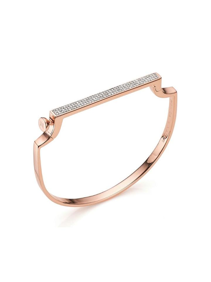 Monica Vinader Signature Thin Diamond Bangle - Pink
