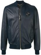 Philipp Plein Logo Plaque Bomber Jacket - Blue
