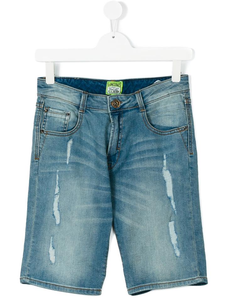 Vingino - Distressed Knee Length Shorts - Kids - Cotton/spandex/elastane - 14 Yrs, Blue