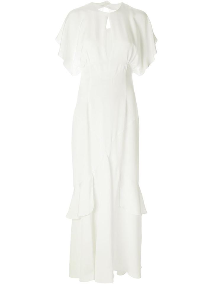 Alessandra Rich Open Back Flutter Sleeve Dress, Women's, Size: 42, White, Silk