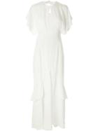 Alessandra Rich Open Back Flutter Sleeve Dress, Women's, Size: 42, White, Silk
