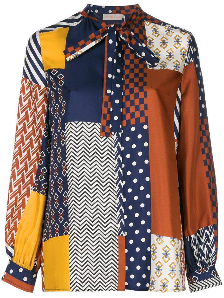 Tory Burch Patchwork Long-sleeve Shirt - Blue