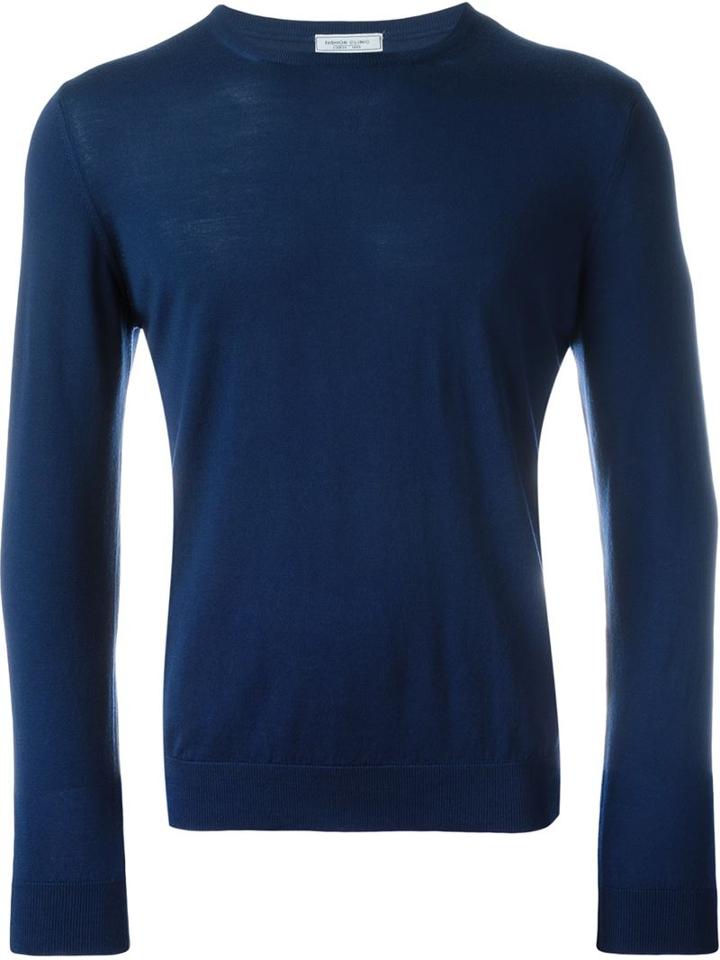 Fashion Clinic Crew Neck Jumper, Men's, Size: 52, Blue, Merino