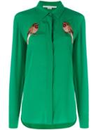 Stella Mccartney Embroidered Robin Crystal Shirt, Women's, Size: 44, Green, Silk