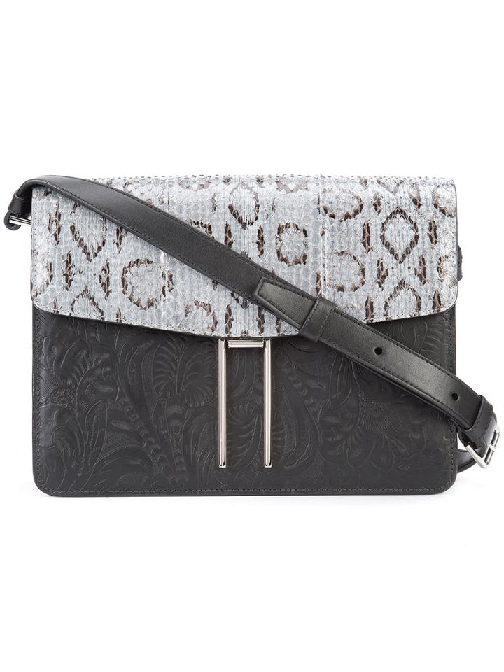 Hayward H Crossbody Bag, Black, Calf Leather/snake Skin/calf Suede