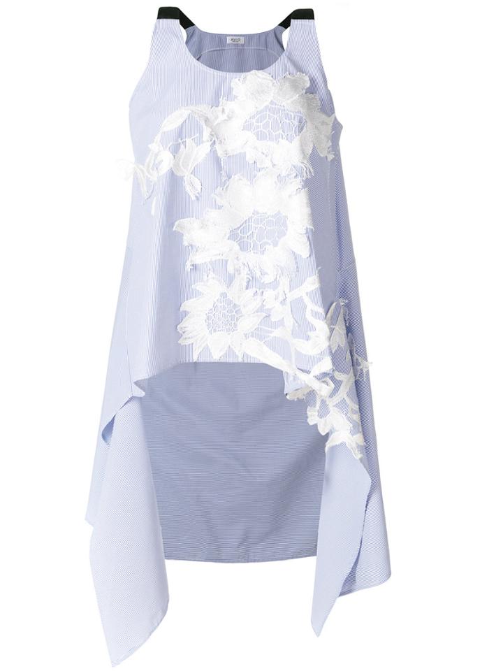 Aviù Floral-embroidered Flared Blouse - Black