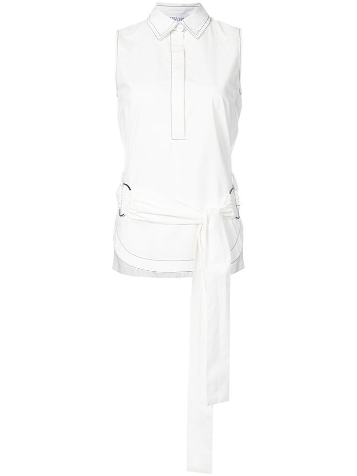 Derek Lam 10 Crosby Sleeveless Tie Waist D-ring Shirt - White