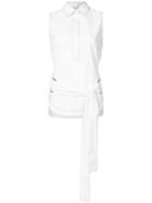Derek Lam 10 Crosby Sleeveless Tie Waist D-ring Shirt - White