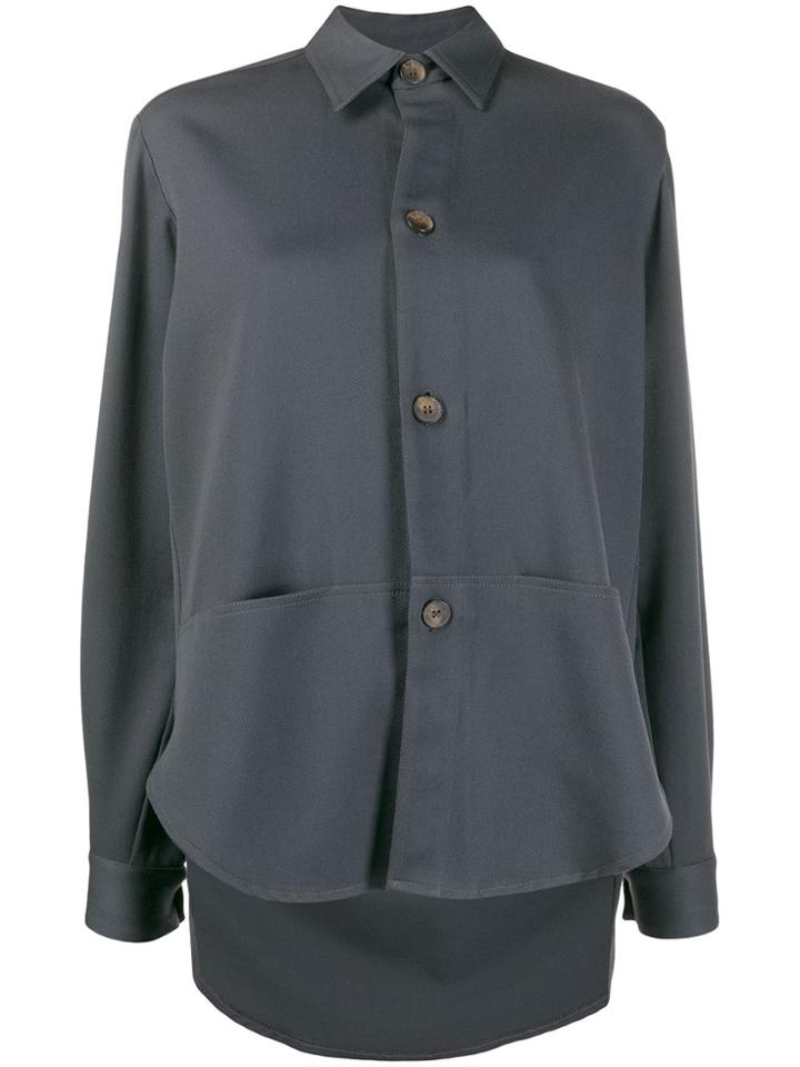 Société Anonyme Long-sleeved Elongated-back Shirt - Grey