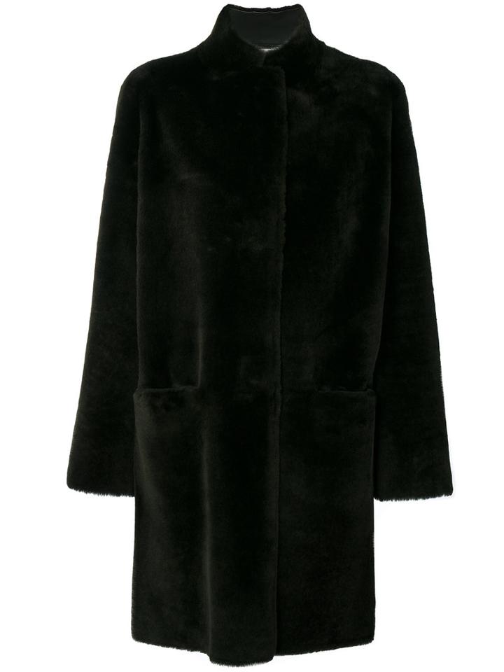 Inès & Maréchal - Fur Detail Coat - Women - Lamb Skin/lamb Fur - 38, Green, Lamb Skin/lamb Fur