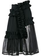 Paskal - Ruffle Panel Sheer Skirt - Women - Nylon/polyamide/spandex/elastane - Xs, Women's, Black, Nylon/polyamide/spandex/elastane